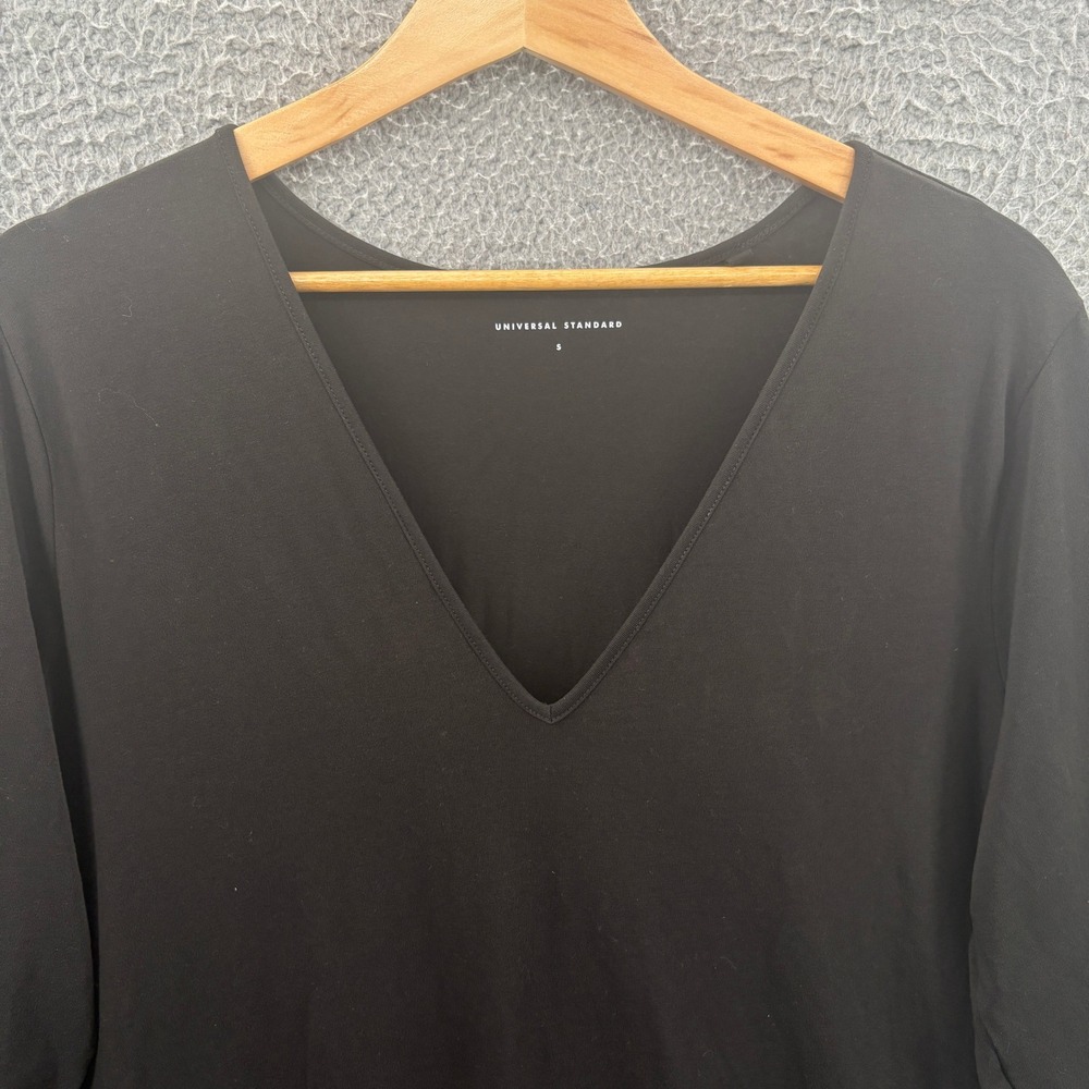 Universal Standard Geneva Dress Womens S Black V-Neck Long Sleeve USDR0373LV